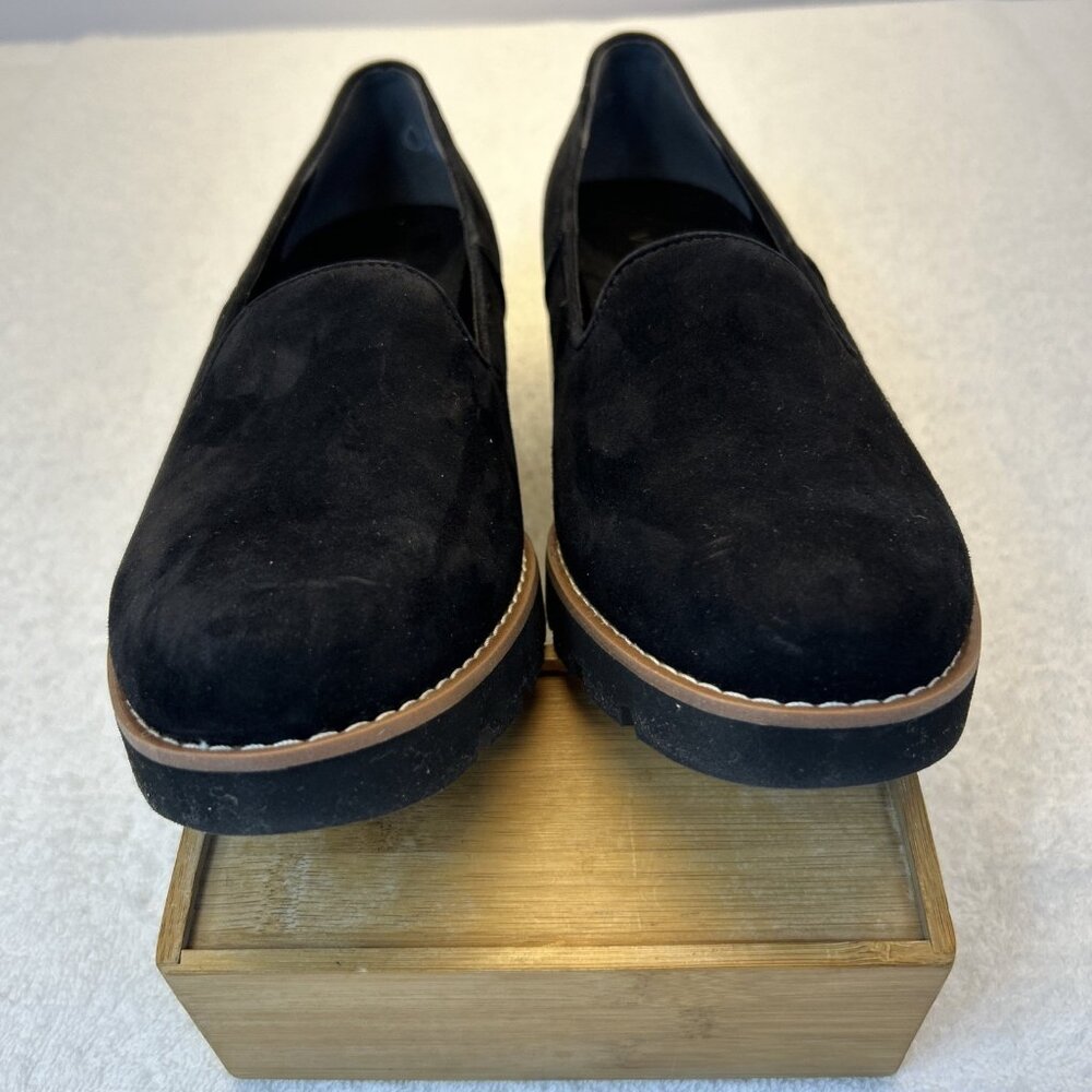 Vionic Willa Black Suede Loafers Black Soles 2" Platform SZ 9 Original Box - Picture 7 of 9